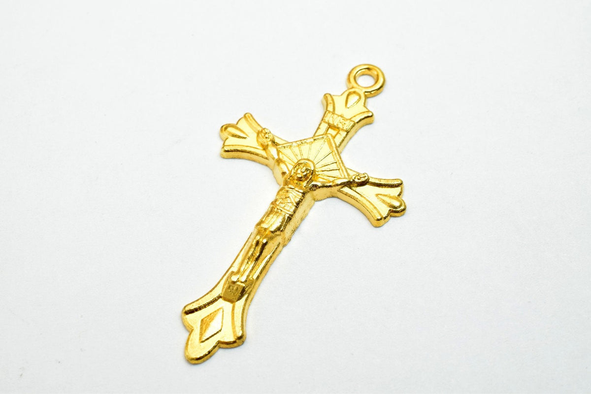 10 PCs Cross Charm With Jesus Rosary Gothic Religious Gothic Christian Pendant Baptism Favor First Communion Jewelry Makin...