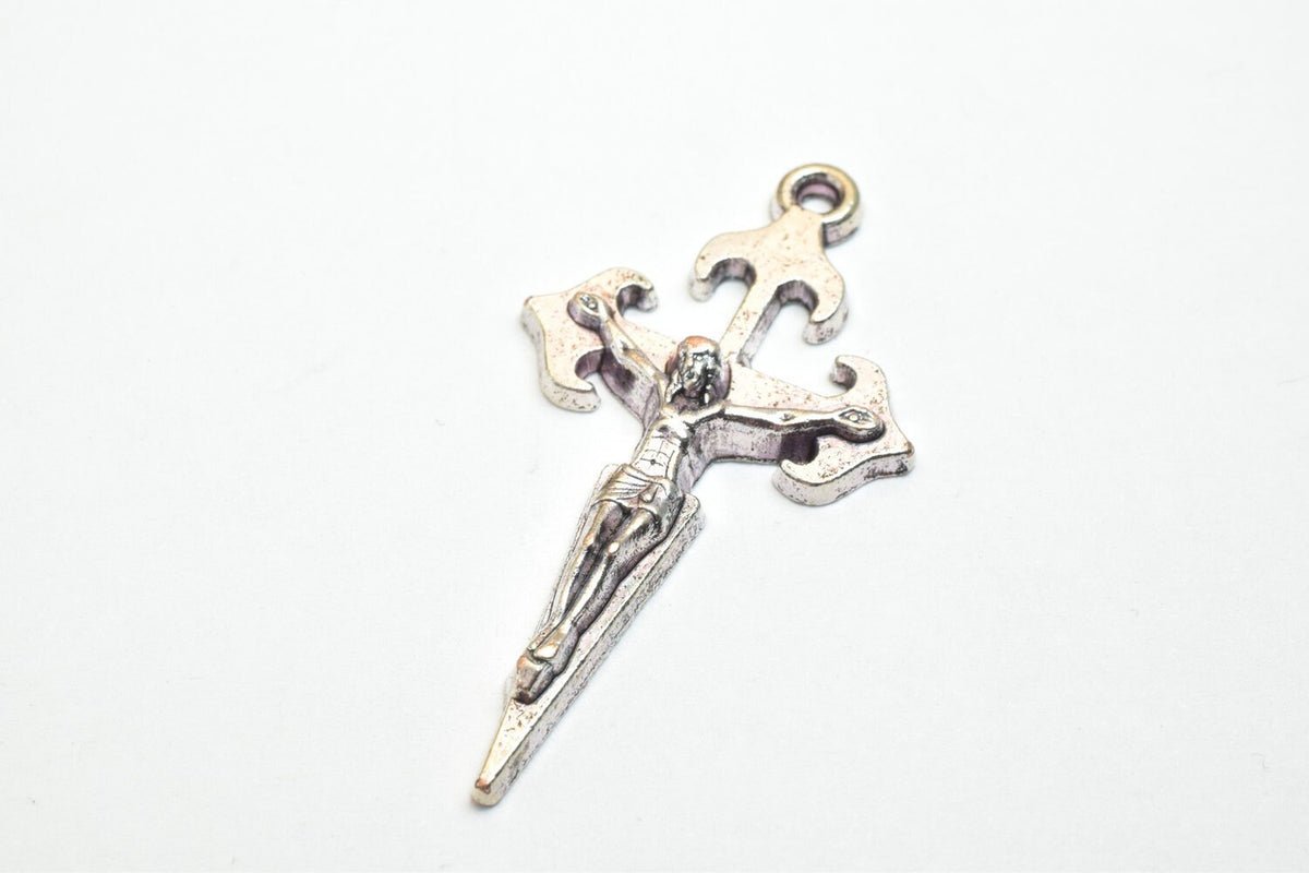 10 PCs Cross Charm With Jesus Rosary Gothic Religious Gothic Christian Pendant Baptism Favor First Communion Jewelry Makin...
