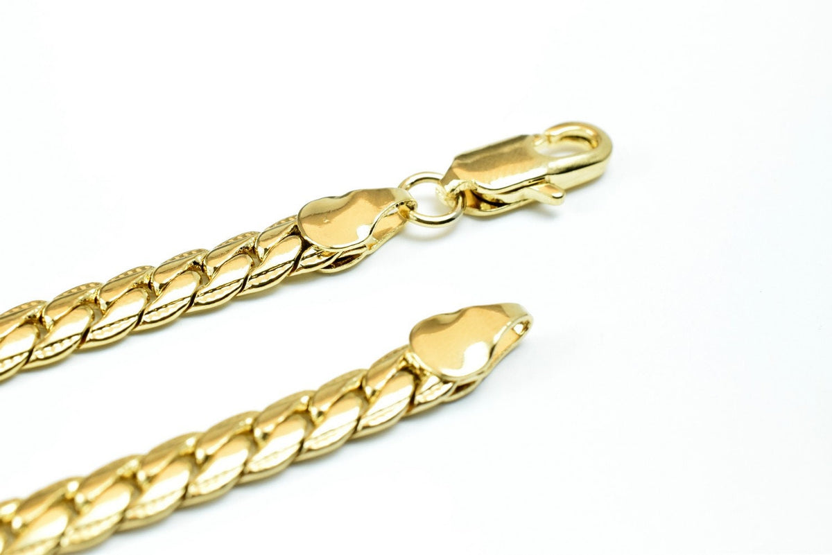 19 1/2 Inches 18K Gold Filled Chain/Diamond Cut/Curb/Herringbone/Serpentine Chain Width 5mm/Thickness 2mm/ Findings for Je...