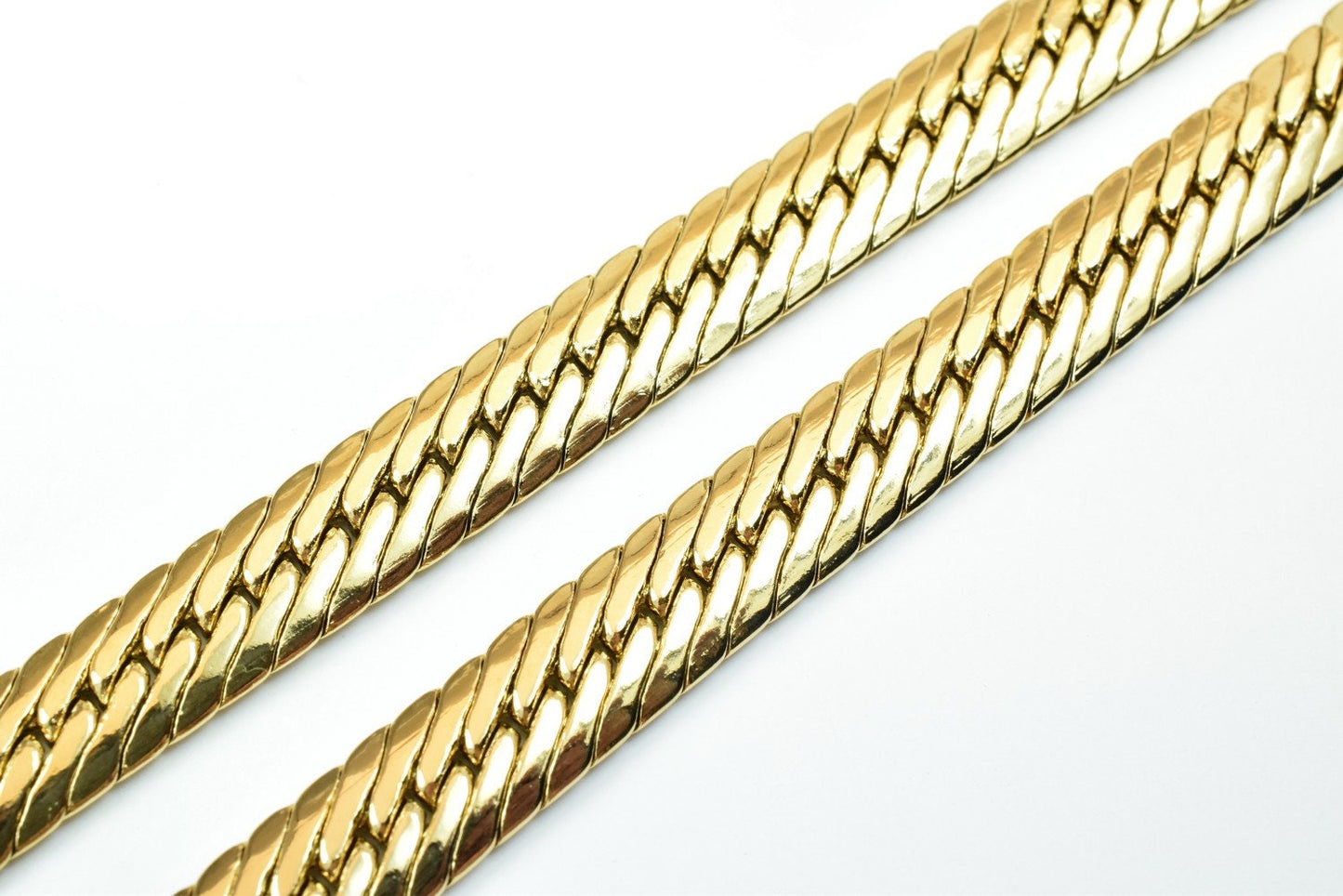 20" Inches 18K as Gold Filled* Chain Curb/Herringbone/Serpentine Chain Width 9mm/Thickness 2.5mm/ Findings for Jewelry Mak...