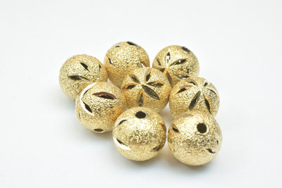 18K Gold Filled Look, EP Round Ball Beads Stardust With Diamond Cut Size 8mm/10mm  GF3336/GF3381 jewelry making supplies