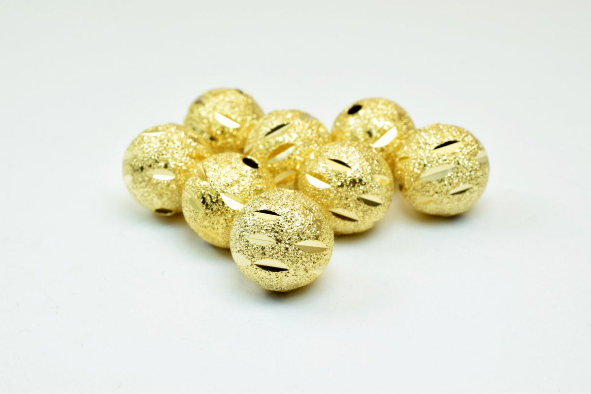 Gold Filled Alternative Beads - 10mm Diamond Cut Round EP Stardust - Tarnish Resistant Finish, Base, Ideal for Jewelry Crafting