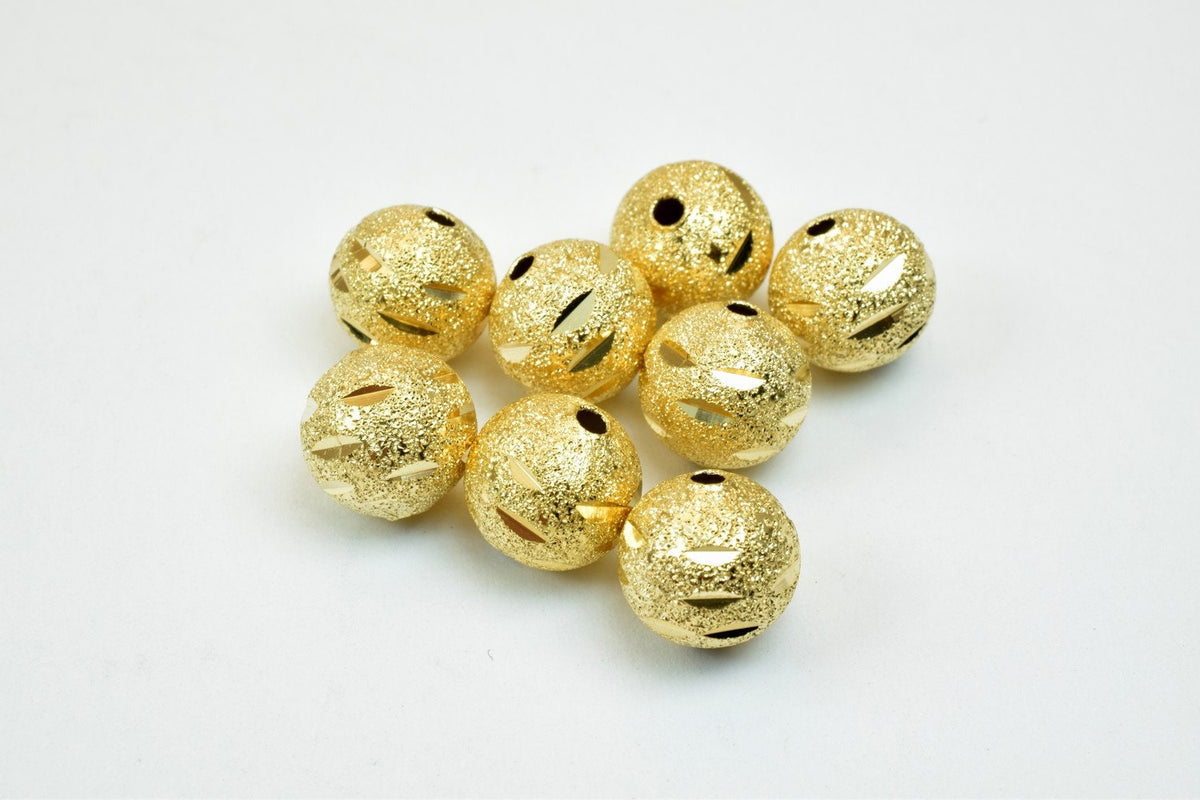 Gold Filled Alternative Beads - 10mm Diamond Cut Round EP Stardust - Tarnish Resistant Finish, Base, Ideal for Jewelry Crafting