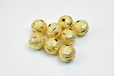 10mm Gold Filled Look, EP Stardust With Diamond Cut Round Beads For Jewelry Making  GF3373 jewelry making supplies - detai...