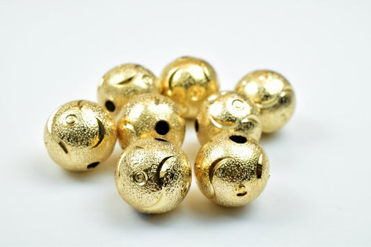 14K 10mm Gold Filled Alternative Beads: EP Stardust Finish - Diamond Cut Round Shape, Core, Elegant Jewelry Supplies