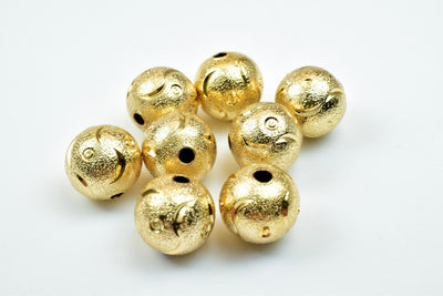 14K 10mm Gold Filled Look, EP Stardust With Diamond Cut Round Ball Beads  GF3365 jewelry making supplies - detail image 2