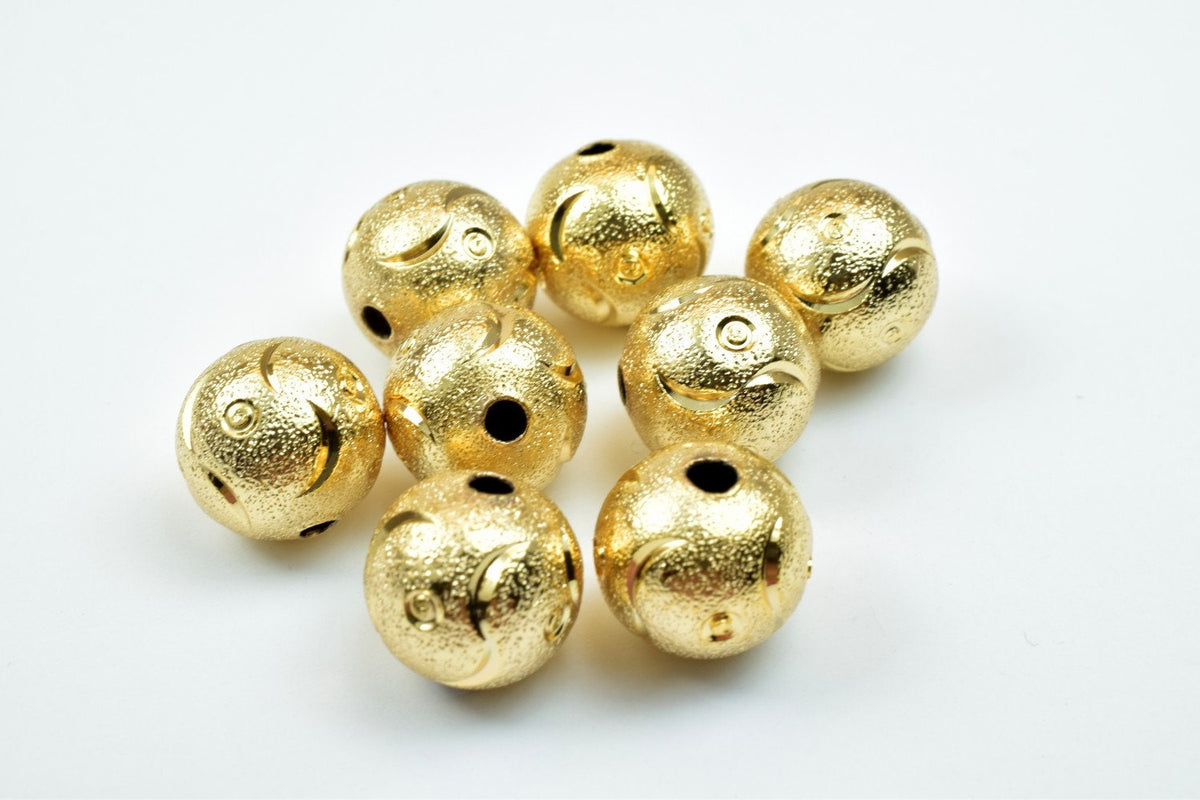 18K Gold Filled Alternative Stardust Beads, Diamond Cut Detail (8mm & 10mm Sizes, Core, Tarnish Resistant Finish)