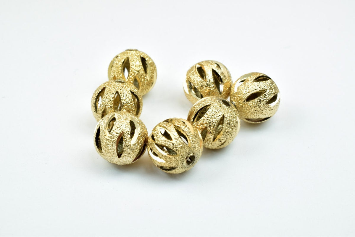 18K Gold Filled Alternative Stardust Bead - Diamond Cut Round Spacer - Tarnish Resistant, , Jewelry Craft Supply