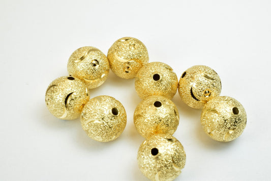 18K Gold Filled Alternative Stardust Round Beads, Diamond Cut Texture (12mm Size, Tarnish-Resistant, Jewelry Crafting Materials)