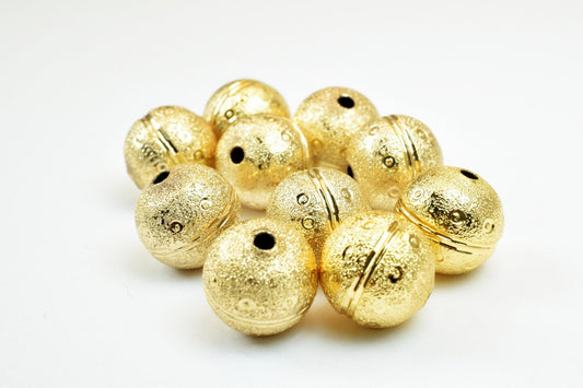 18K Gold Filled Alternative Stardust Bead: Diamond Cut Round Spacer, Durable Gold Finish (8mm/10mm/12mm Crafting)