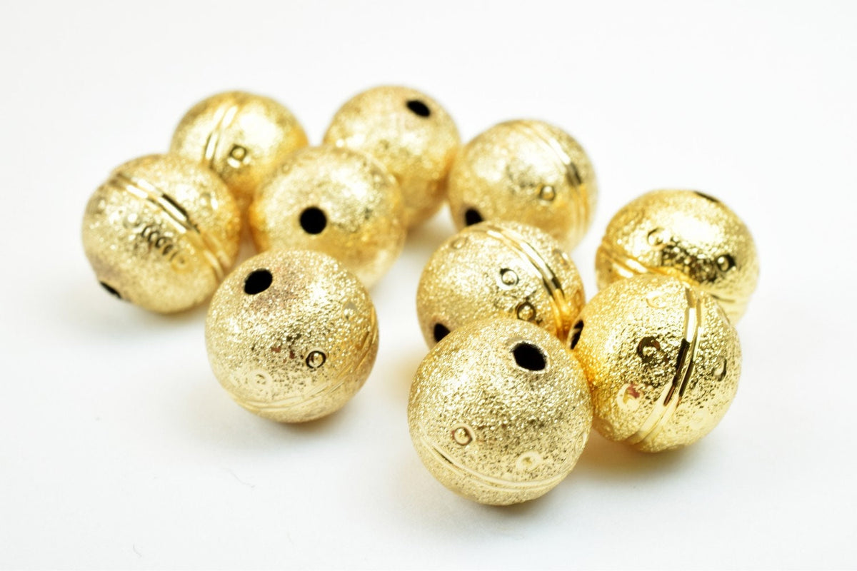 18K Gold Filled Alternative Stardust Bead: Diamond Cut Round Spacer, Durable Gold Finish (8mm/10mm/12mm Crafting)