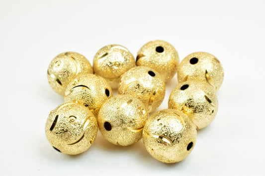 18K 12mm Gold Filled Alternative Beads, EP Stardust Diamond Cut Round (Tarnish Resistant, Base , Jewelry Making)