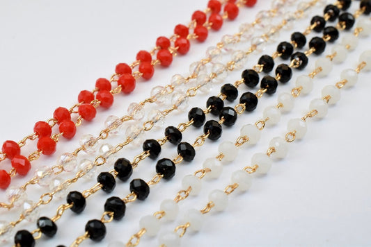 18K Gold Filled EP Wire Chain with Roundel Crystal Size 2x3mm Findings for Jewelry Making Sold by Foot GFC077/GFC078/GFC07...