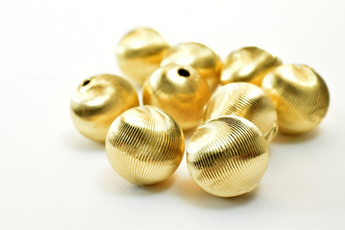 12mm 14K Gold Filled Alternative EP Diamond Cut Beads, Round Shape (Electroplated , Tarnish Resistant, Jewelry Crafting Supplies)