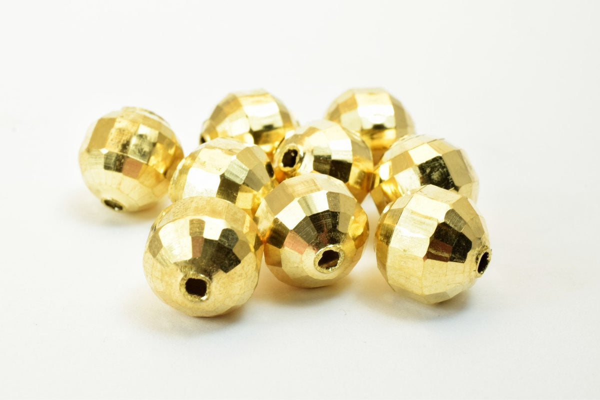 Gold Filled Alternative Round Gold Beads, EP Diamond Cut 18K 10mm ( Base, Tarnish Resistant, Jewelry Crafting Components)