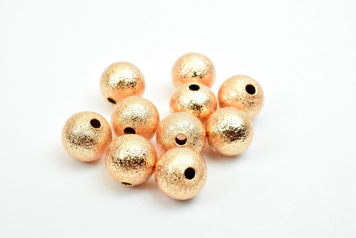 8mm Rose Gold Filled Alternative Beads - EP Stardust Round Ball - Tarnish Resistant Electroplated , Jewelry Making, 1.5mm Hole