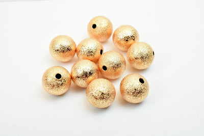 10mm Rose Gold Filled Look, EP Stardust Round Ball Bead Spacer Findings Jewelry Making jewelry making supplies - detail im...