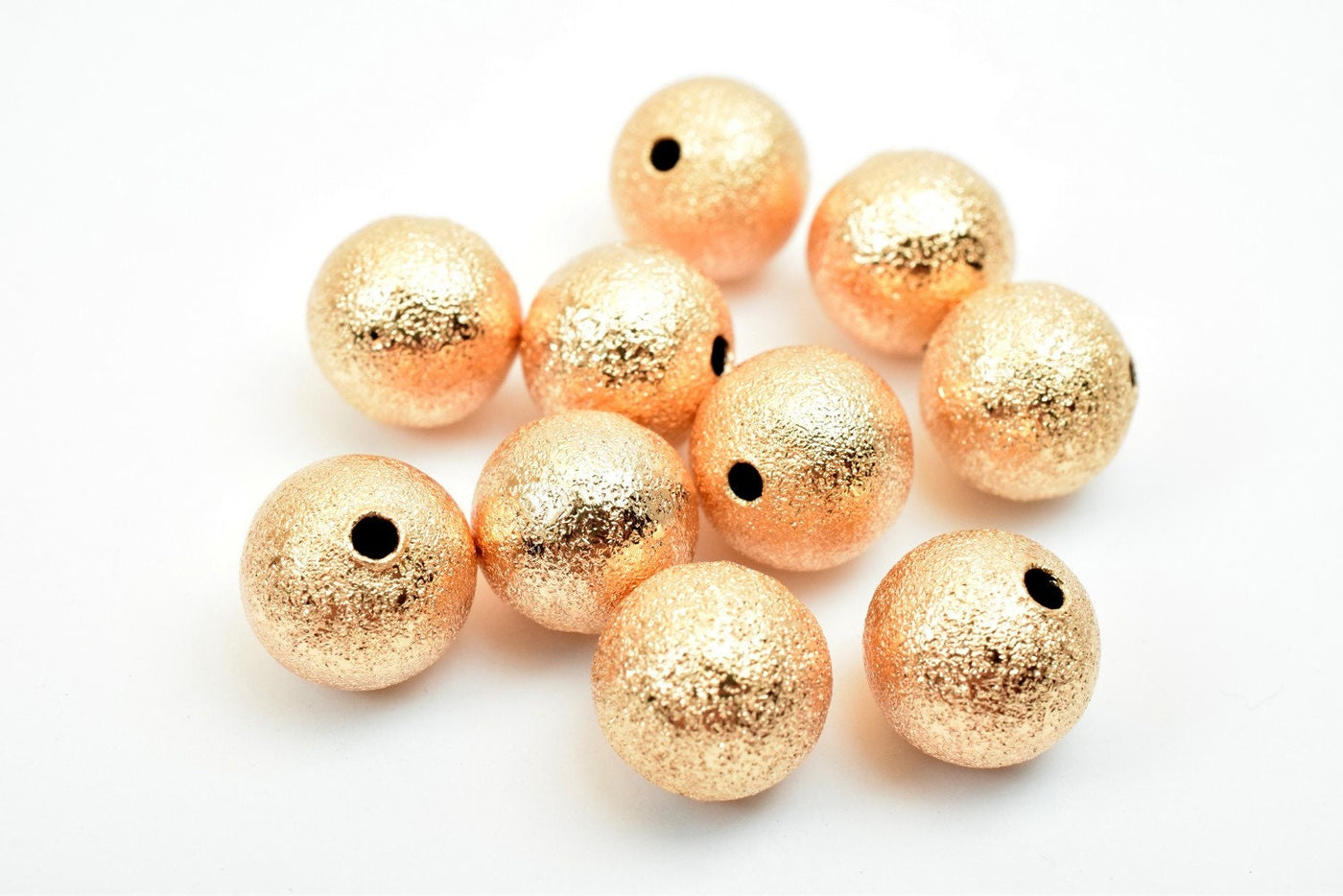 10mm Rose Gold Filled Look, EP Stardust Round Ball Bead Spacer Findings Jewelry Making jewelry making supplies - detail im...
