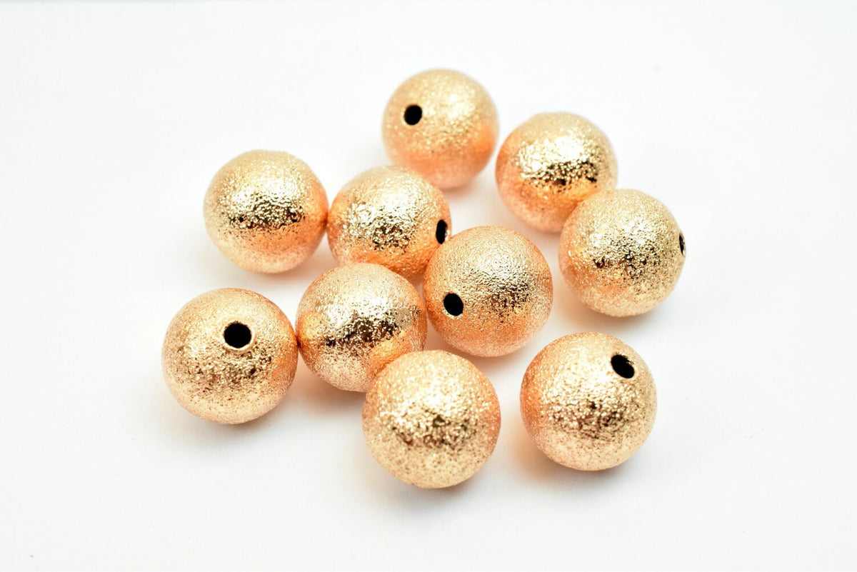 Rose Gold Filled Alternative Stardust Round Bead Spacer, 10mm Ball Findings (Tarnish-Resistant Finish, Base , Jewelry Crafting)