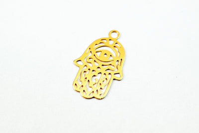 6 PCs Dainty Thin 18K Pinky Gold Filled Ø®Ù…Ø³Ø© Ùˆ Ø®Ù…ÙŠØ³Ø© Filigree Hamsa Charm Pendant Size 14x8.5mm Thickness 0.25mm For Jewelry Making DGF08