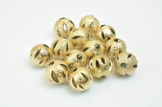 8mm 18K Gold Filled Alternative EP Beads, Stardust Diamond Cut (Electroplated , Tarnish Resistant, Round Spacer Beads)