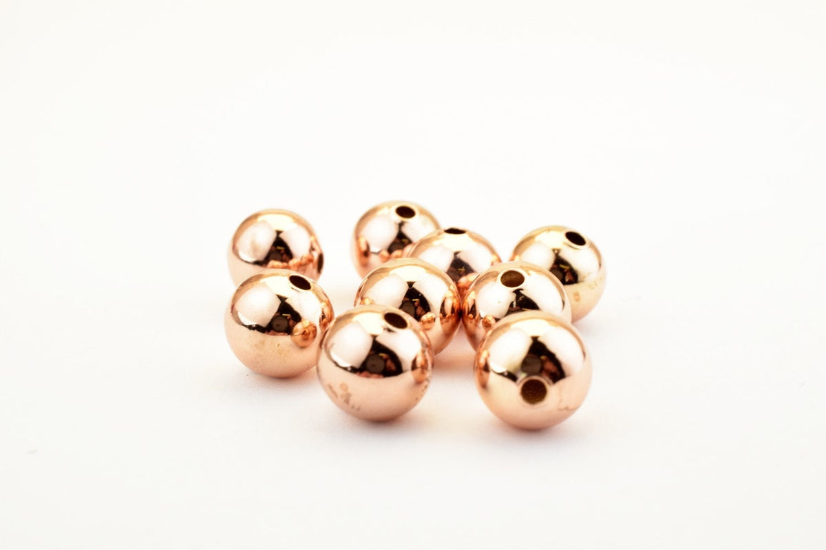 18K Rose Gold Filled Alternative Beads - Electroplated Plain Round Beads - Tarnish Resistant , Jewelry Making, Multi-Size Options