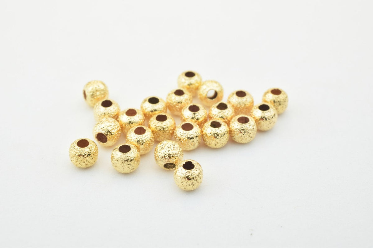 18K Gold Filled Alternative Stardust Round Beads - Pink Gold Tone, Durable Base, 4mm Size, Jewelry Craft Supplies