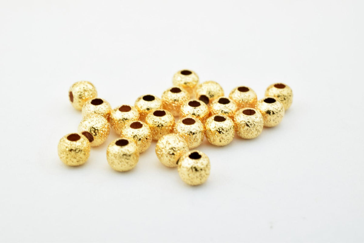 18K Gold Filled Alternative Stardust Round Beads - Pink Gold Tone, Durable Base, 4mm Size, Jewelry Craft Supplies
