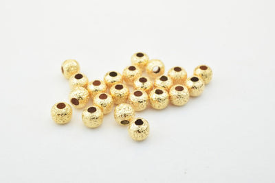 18K Pinky Gold Filled Look, EP Stardust Round Bead Size 4mm  GF3162 jewelry making supplies - detail image 5