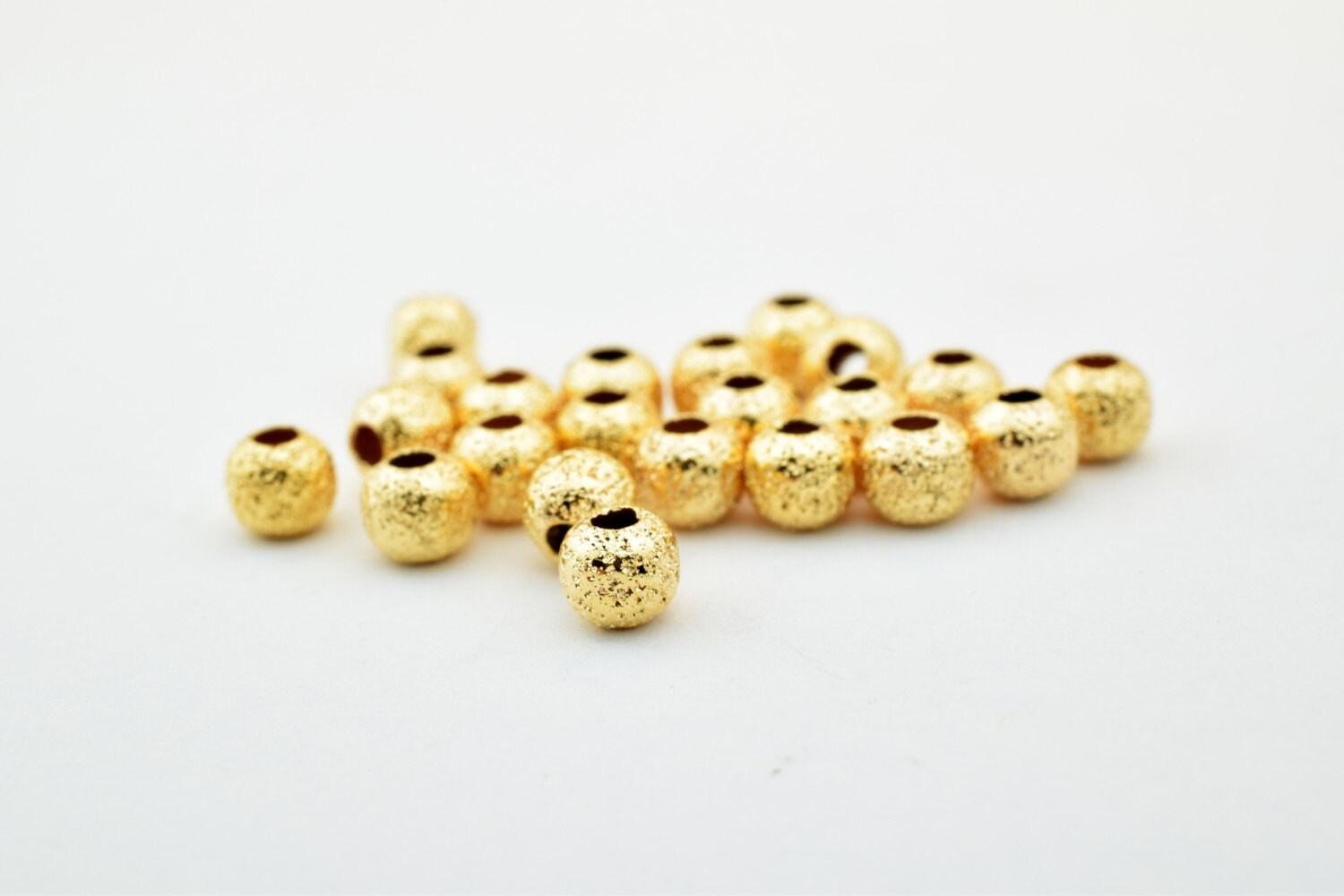 18K Gold Filled Alternative Stardust Round Beads - Pink Gold Tone, Durable Base, 4mm Size, Jewelry Craft Supplies