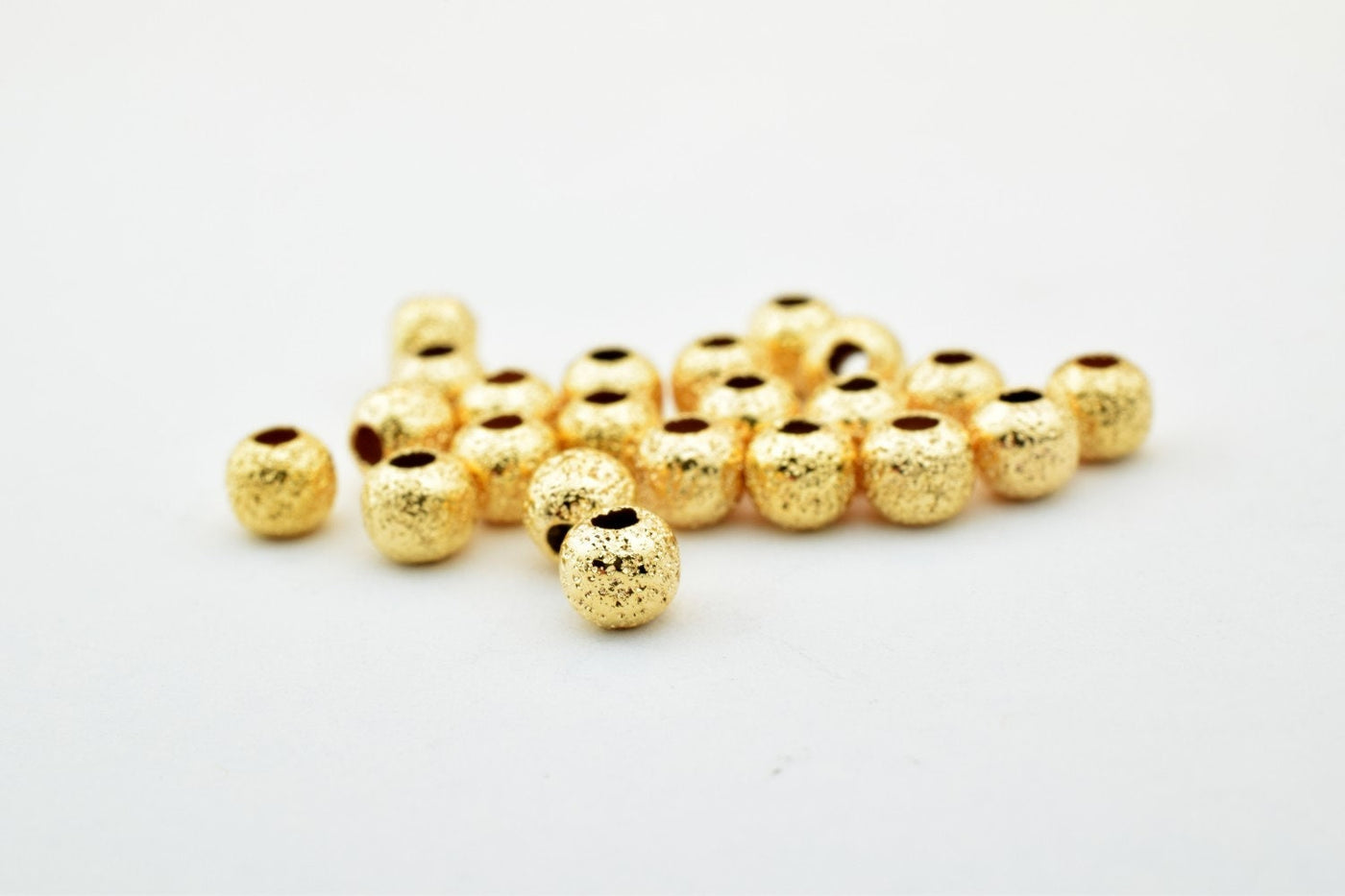 18K Pinky Gold Filled Look, EP Stardust Round Bead Size 4mm  GF3162 jewelry making supplies - detail image 6