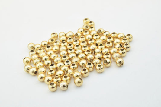 18K Gold Filled Alternative Stardust Round Beads: Pink Gold Tone - Core, Small Spacer Beads for Jewelry Crafting