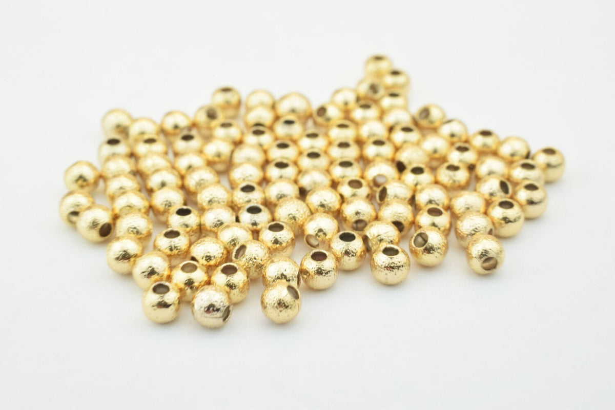 18K Gold Filled Alternative Stardust Round Beads: Pink Gold Tone - Core, Small Spacer Beads for Jewelry Crafting