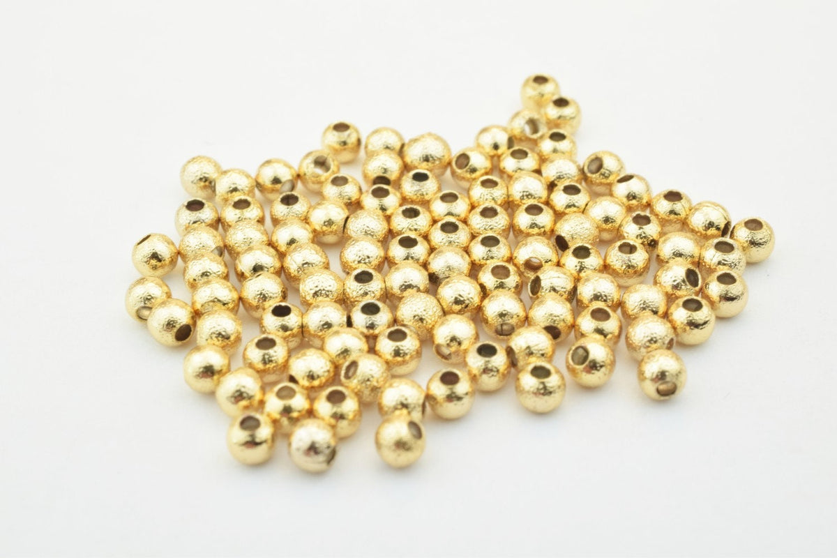 18K Gold Filled Alternative Stardust Round Beads: Pink Gold Tone - Core, Small Spacer Beads for Jewelry Crafting
