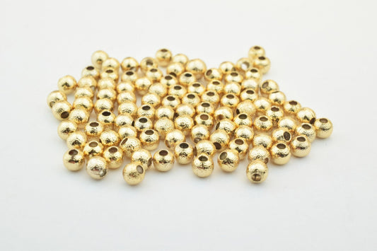 18K Gold Filled Alternative Stardust Round Beads: Pink Gold Tone - Core, Small Spacer Beads for Jewelry Crafting