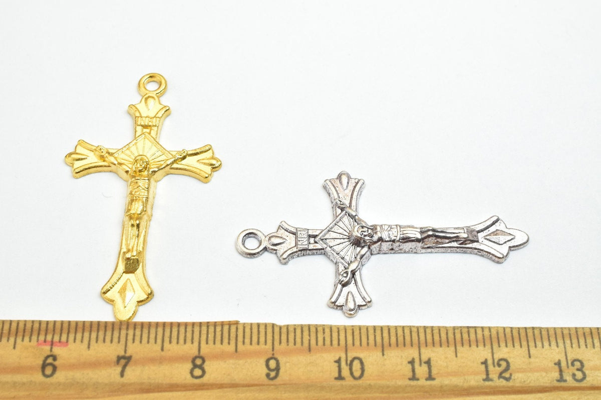 10 PCs Cross Charm With Jesus Rosary Gothic Religious Gothic Christian Pendant Baptism Favor First Communion Jewelry Makin...