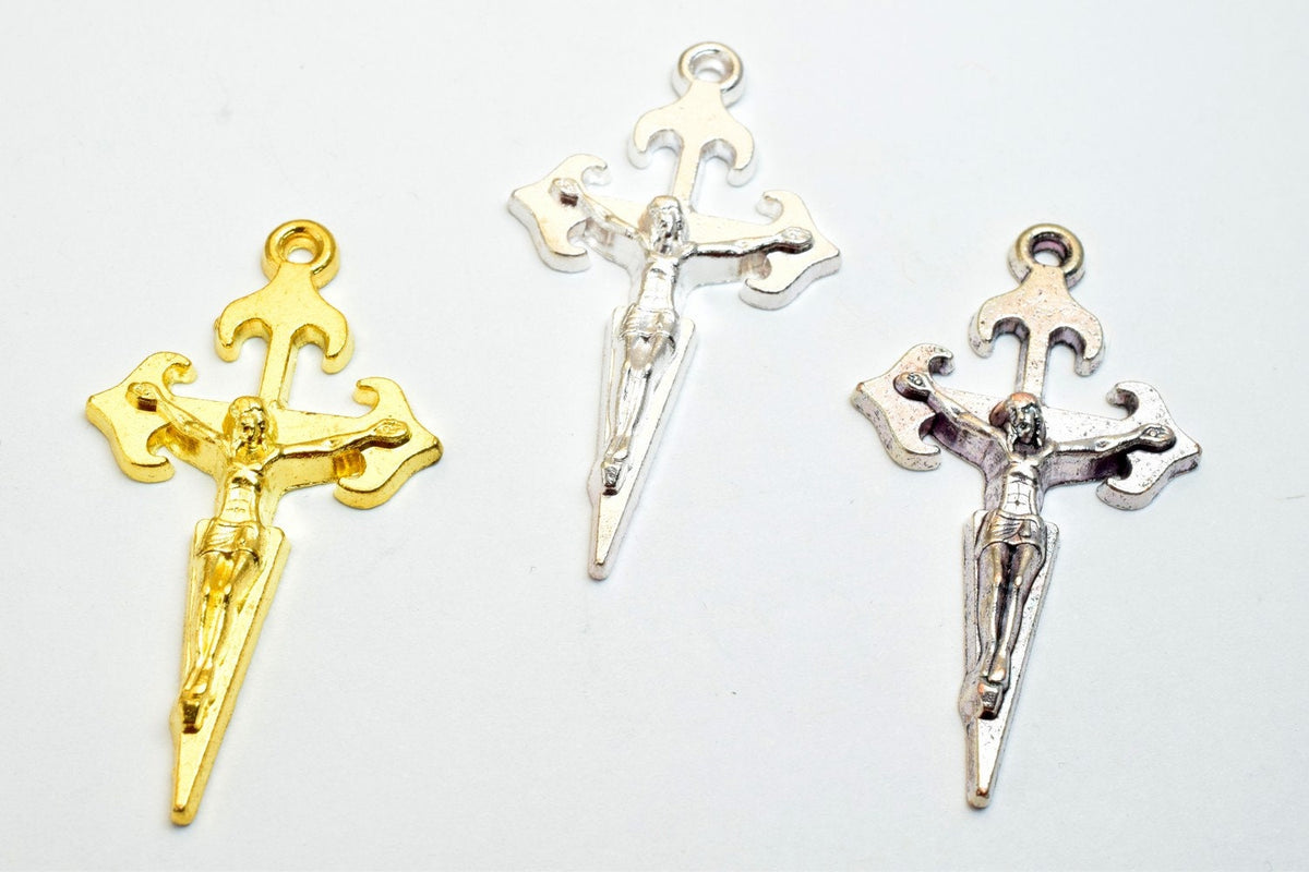 10 PCs Cross Charm With Jesus Rosary Gothic Religious Gothic Christian Pendant Baptism Favor First Communion Jewelry Makin...