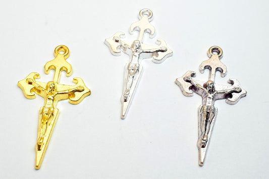 10 PCs Cross Charm With Jesus Rosary Gothic Religious Gothic Christian Pendant Baptism Favor First Communion Jewelry Makin...