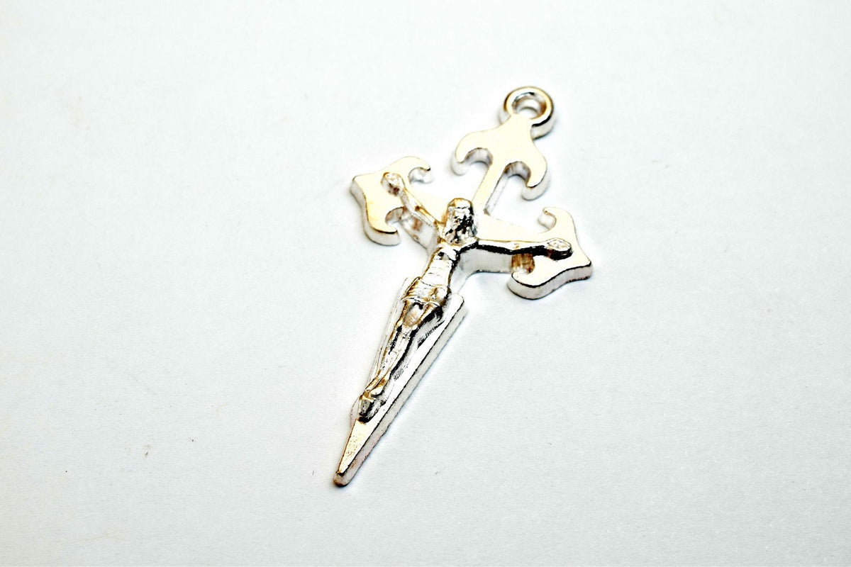 10 PCs Cross Charm With Jesus Rosary Gothic Religious Gothic Christian Pendant Baptism Favor First Communion Jewelry Makin...