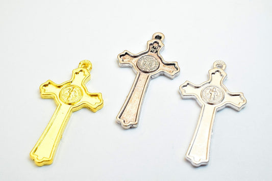 12 PCs Cross Charm With St Benedict Rosary Gothic Religious Gothic Christian Pendant Baptism Favor First Communion Jewelry...
