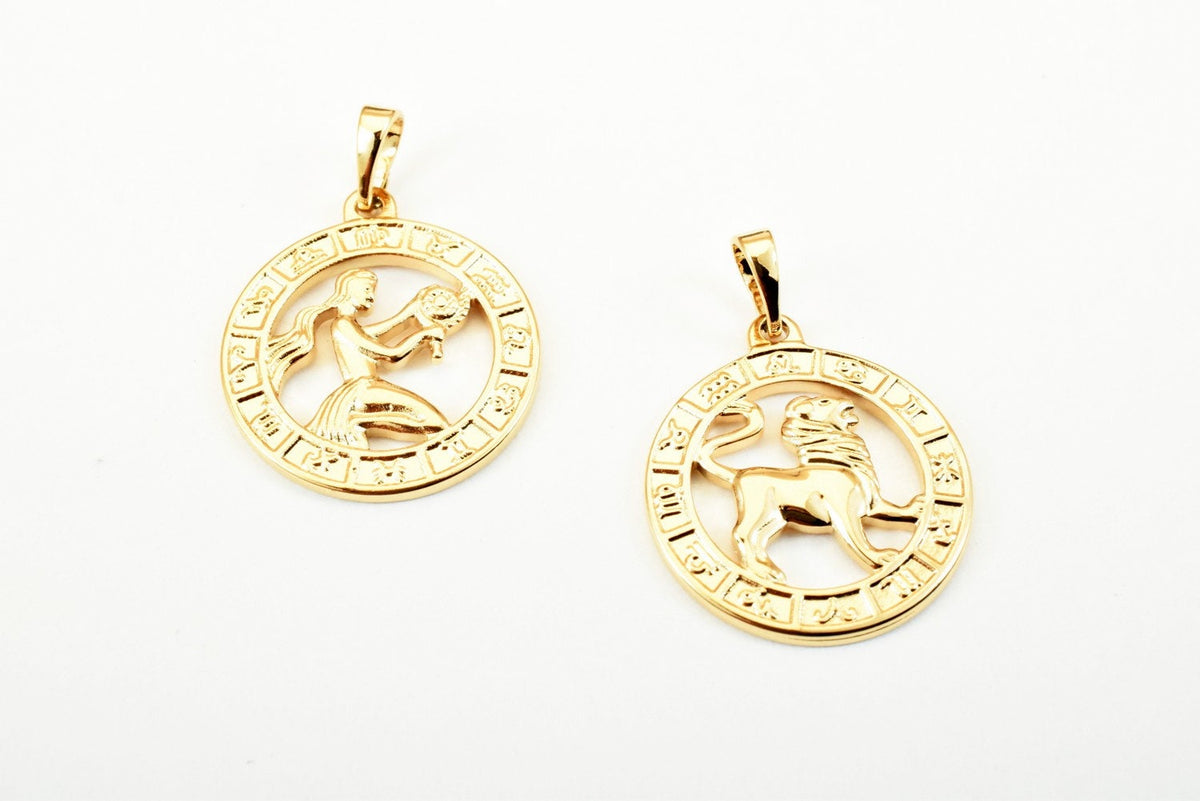 Zodiac Charm Pendants Gold Filled Alternative Horoscope Constellation Jewelry 22x19.5mm