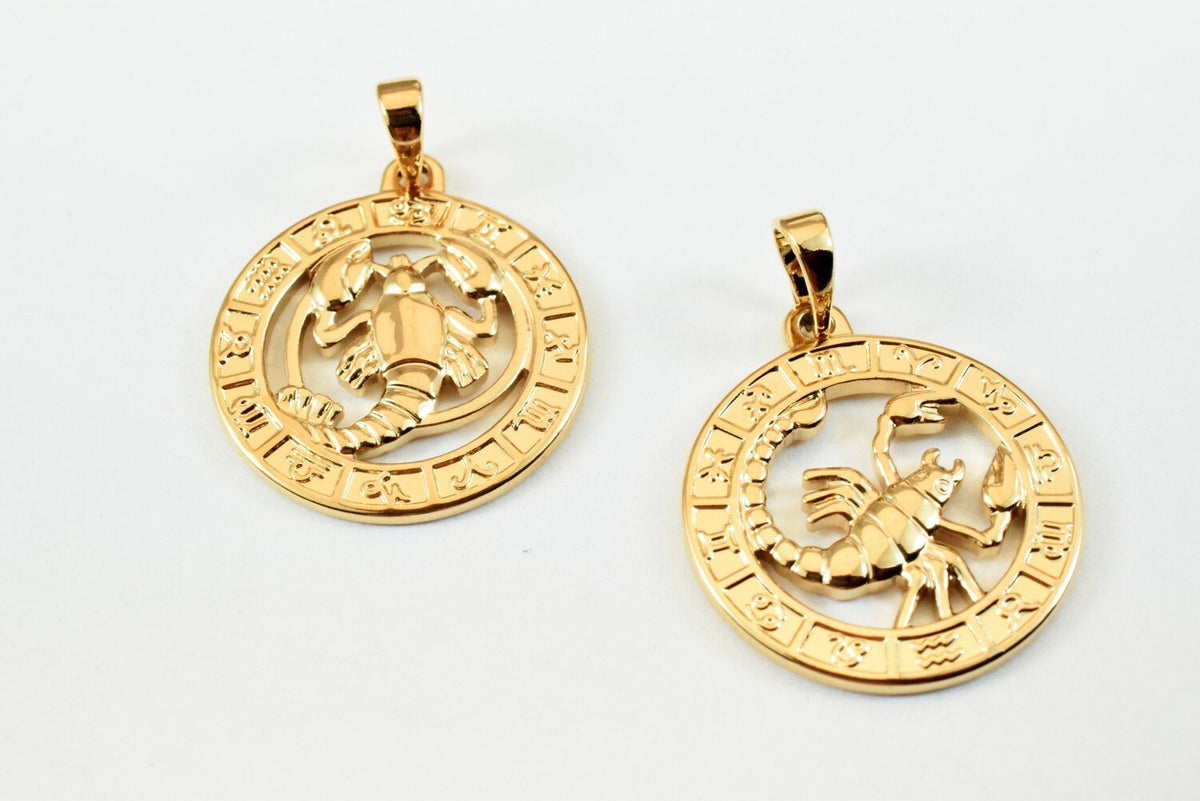 Zodiac Charm Pendants Gold Filled Alternative Horoscope Constellation Jewelry 22x19.5mm