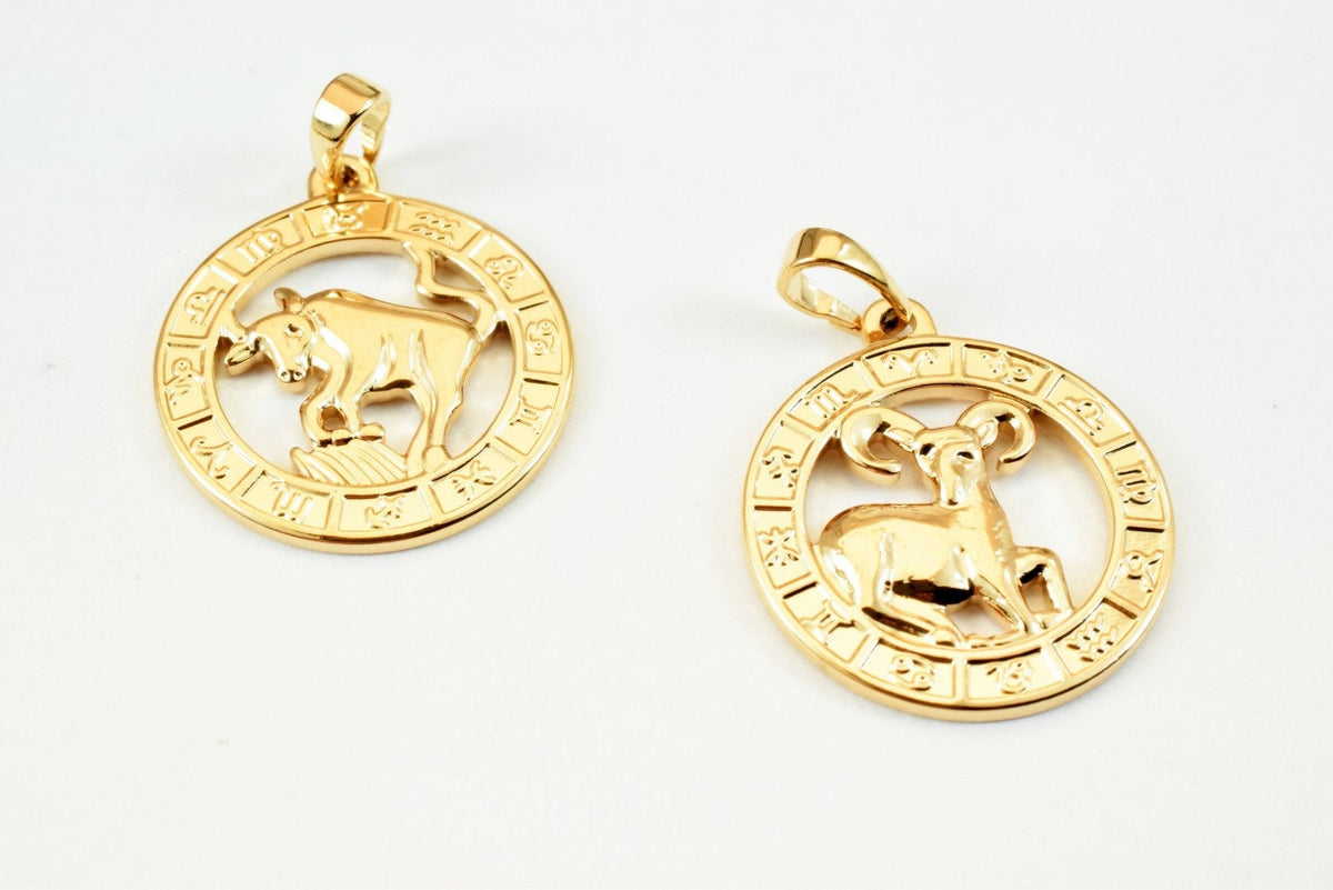 Zodiac Charm Pendants Gold Filled Alternative Horoscope Constellation Jewelry 22x19.5mm