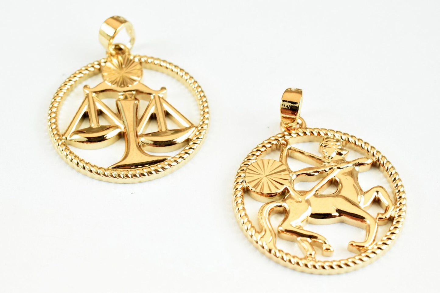 Zodiac Charm Pendant Horoscope Coin Gold Filled Alternative – 23x20mm Jewelry Making