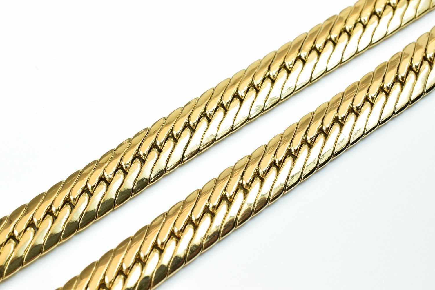 20" Inches 18K as Gold Filled* Chain Curb/Herringbone/Serpentine Chain Width 9mm/Thickness 2.5mm/ Findings for Jewelry Mak...