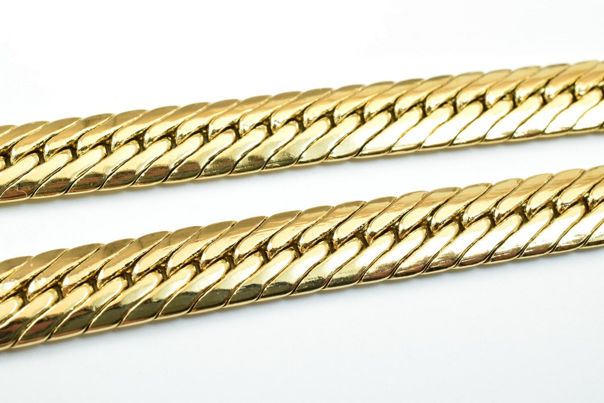 20" Inches 18K as Gold Filled* Chain Curb/Herringbone/Serpentine Chain Width 9mm/Thickness 2.5mm/ Findings for Jewelry Mak...