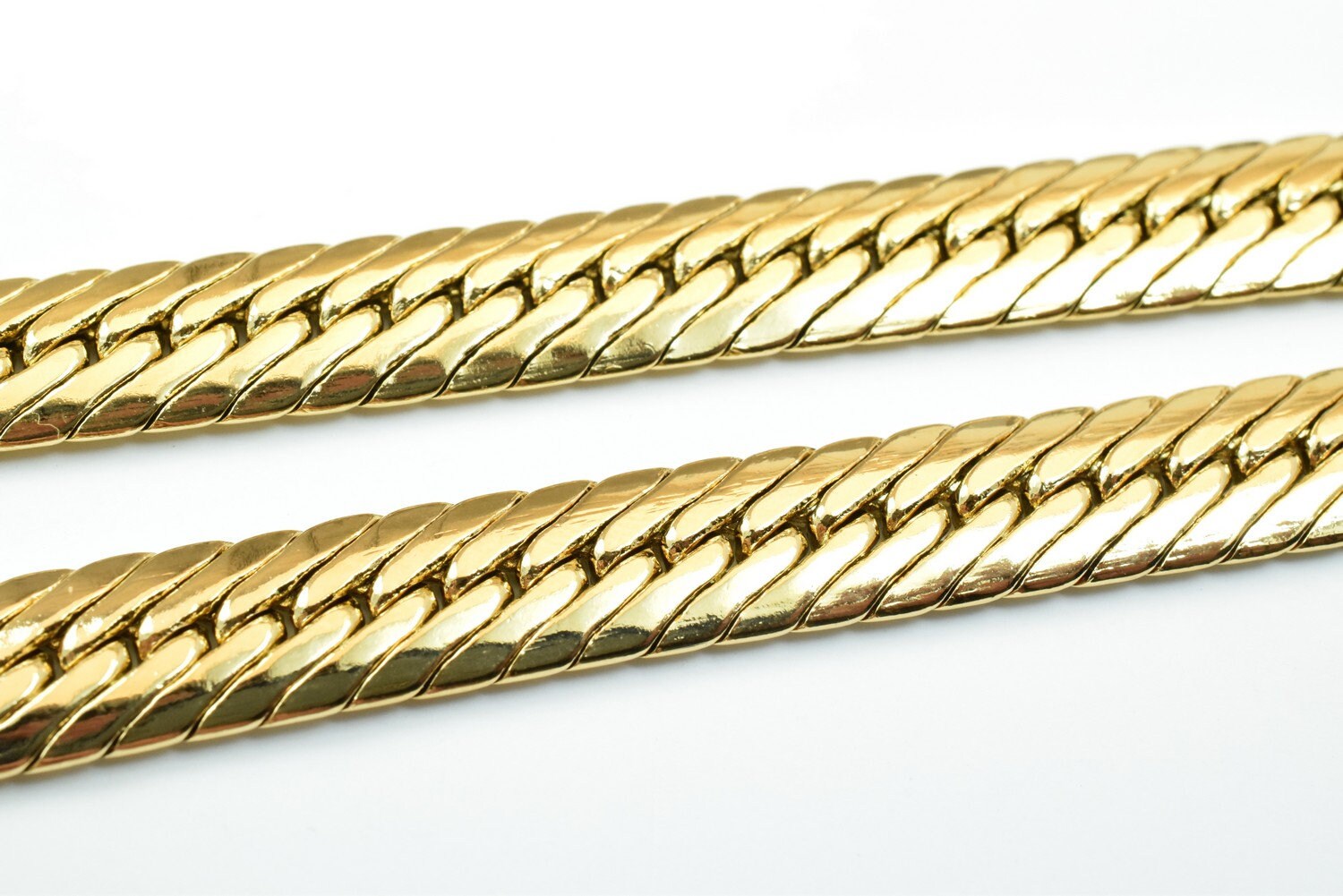 20" Inches 18K as Gold Filled* Chain Curb/Herringbone/Serpentine Chain Width 9mm/Thickness 2.5mm/ Findings for Jewelry Mak...