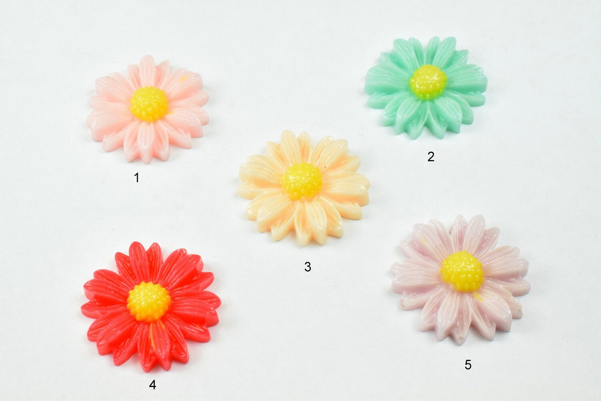 20mm Flower Cabochon Flatback Flowers Daisy Decoration Decoden Flower Baby Shower Birthday Wedding Party Invitation For Je...