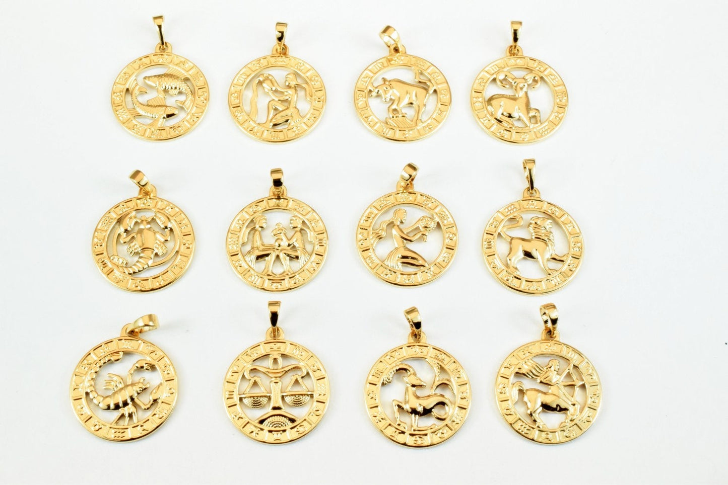 Zodiac Charm Pendants Gold Filled Alternative Horoscope Constellation Jewelry 22x19.5mm