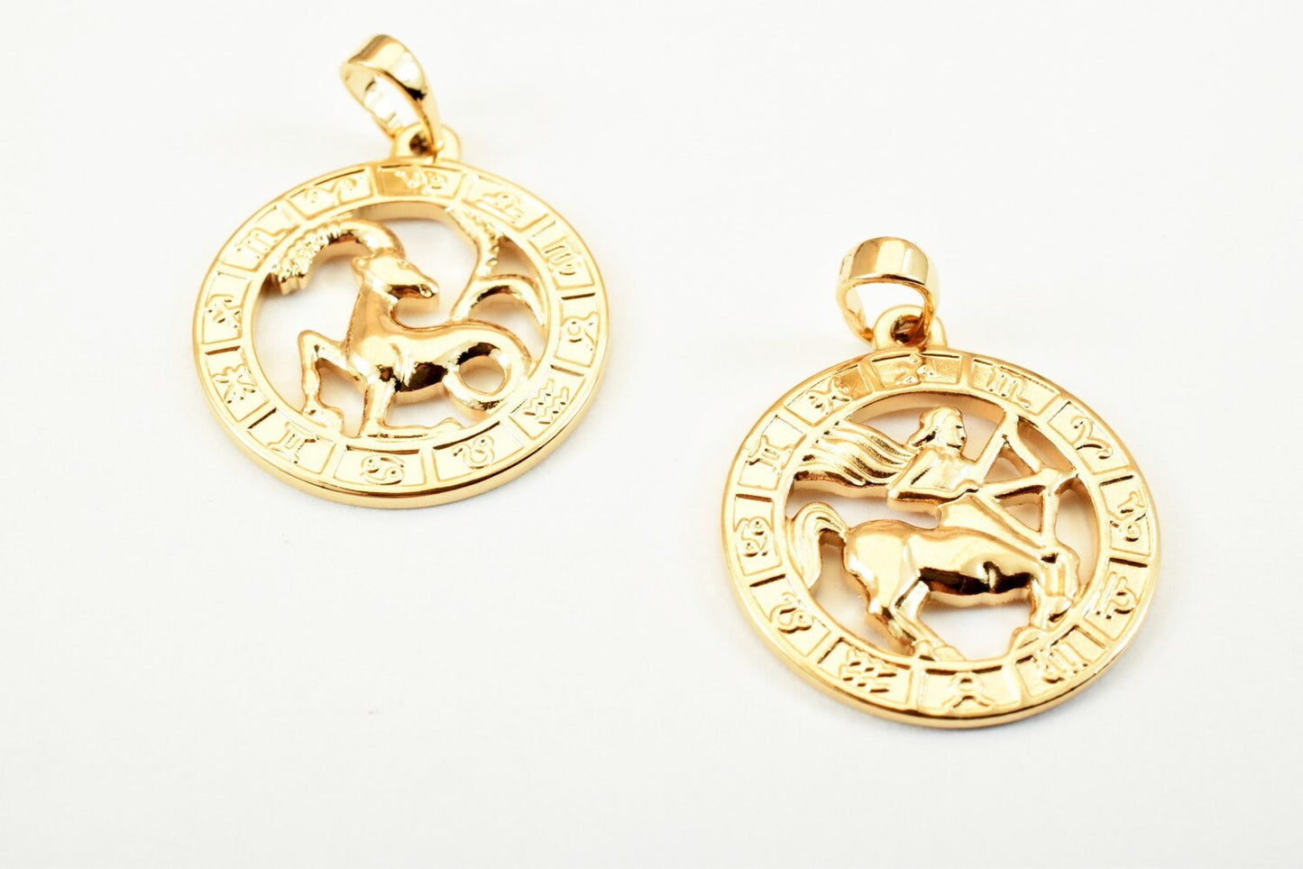 Zodiac Charm Pendants Gold Filled Alternative Horoscope Constellation Jewelry 22x19.5mm